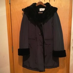 Jane Post faux fur trim storm coat
